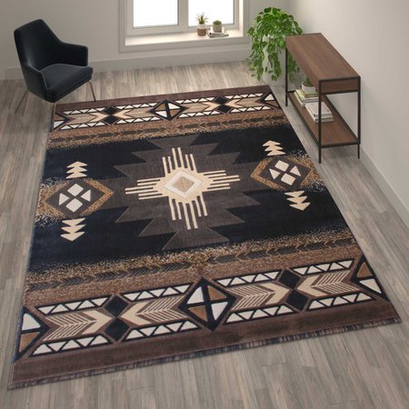 FLASH FURNITURE 8' x 10' Black Rustic Southwest Style Area Rug ACD-RGY9S1-810-BK-GG